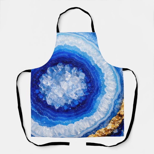 Blue Gold Geode Resin Pattern Apron (Front)