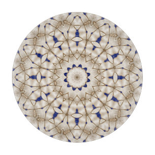 Blue Gold Geometric Floral Cutting Board