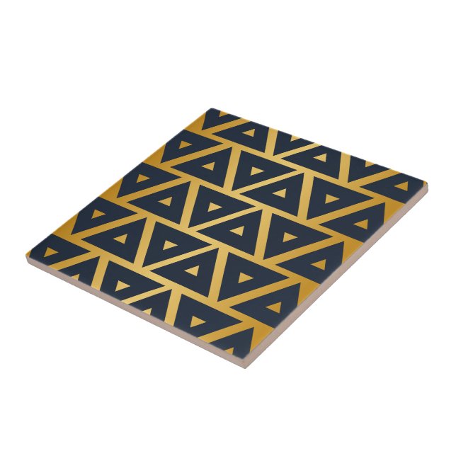 Blue Gold Geometric pattern Tile (Side)