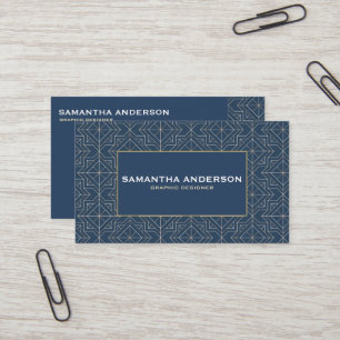 Blue + Gold Geometric Seamless Pattern   Standard Business Card