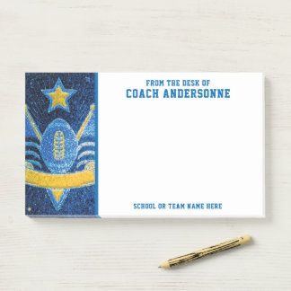 Blue Gold Glitter American Football Coach Fathers Post-it Notes