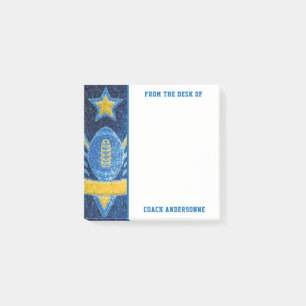 Blue Gold Glitter American Football Coach Fathers Post-it Notes