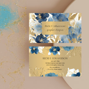 Blue Gold Glitter Business Card
