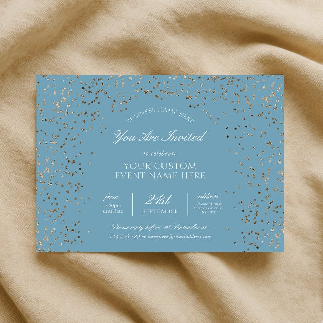 Blue & Gold Glitter Business Gala Dinner Event Invitation (Creator Uploaded)
