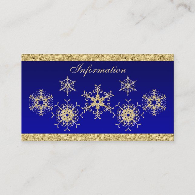 Blue, Gold Glitter LOOK Snowflakes Enclosure Card (Front)
