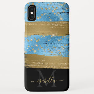 Blue Gold Glitter Script Monogrammed Case-Mate iPhone Case