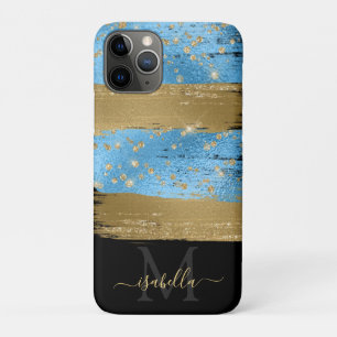 Blue Gold Glitter Script Monogrammed Case-Mate iPhone Case