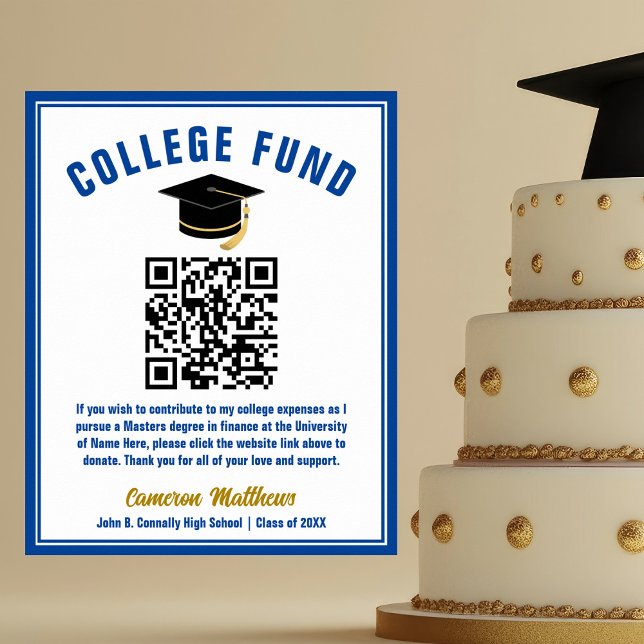 Blue Gold Graduate College Fund QR Code Poster (Creator Uploaded)