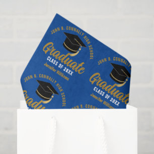 Blue Gold Graduate Custom 2026 Graduation Party Tissue Paper