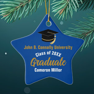 Blue Gold Graduate Custom 2026 Graduation Star Ceramic Tree Decoration