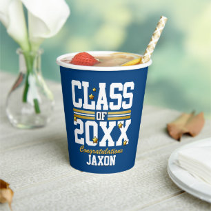 Blue Gold Graduating Class Year Paper Cups