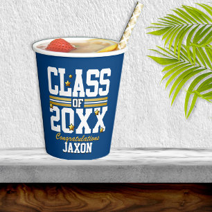 Blue Gold Graduating Class Year Paper Cups