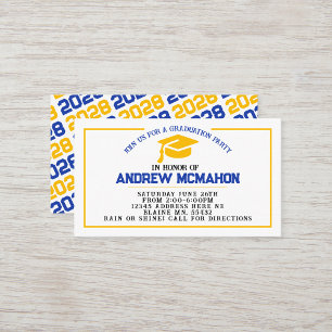 Blue & Gold Graduation Invite Announcement Insert