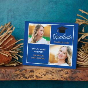 Blue Gold Graduation Keepsake Graduate Photo Plaque