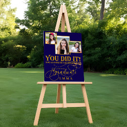 Blue Gold Graduation Multi Photo Keepsake Print