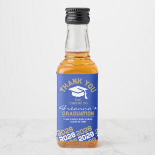 Blue & Gold Graduation Thank You Mini Liquor Bottle Label