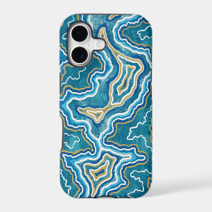 Blue Gold Graphic Agate