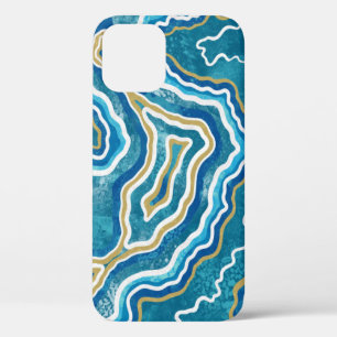 Blue Gold Graphic Agate Case-Mate iPhone 12 Cases