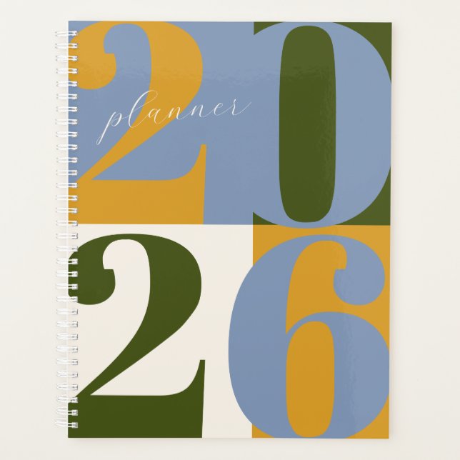 Blue Gold Green Bold Year Color Block Planner (Front)
