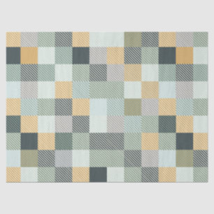 Blue Gold Green Plaid Tissue Paper