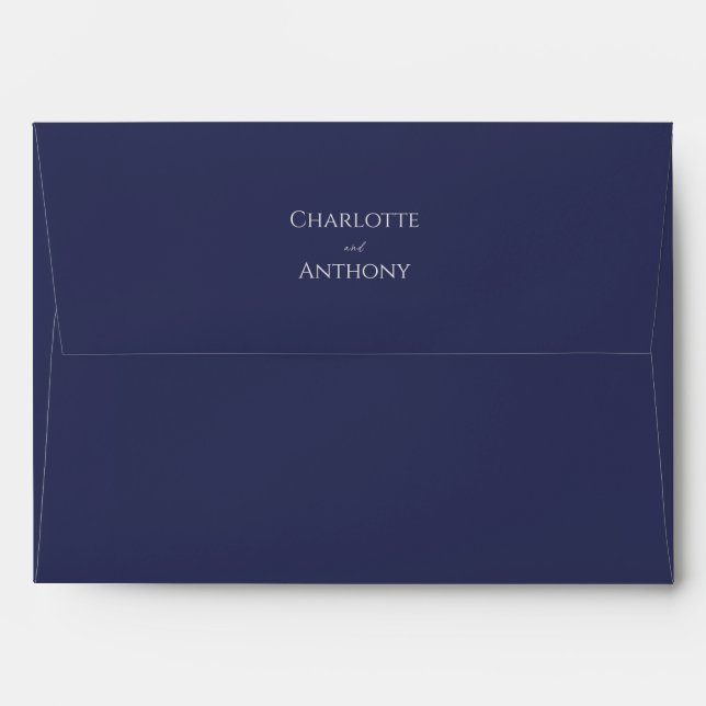 Blue Gold Greenery Modern Wedding Envelope (Back (Top Flap))