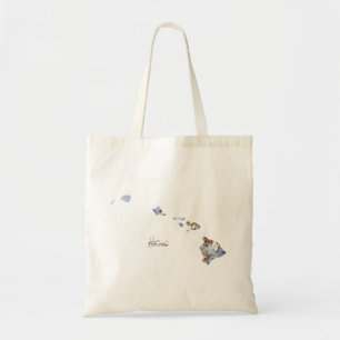 Blue & Gold Hawaii State Map Tote Bag