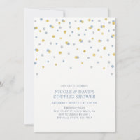 Blue, Gold Hexagon Confetti Couples Wedding Shower