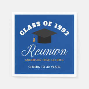 Blue Gold High School Reunion Personalised Party Napkin