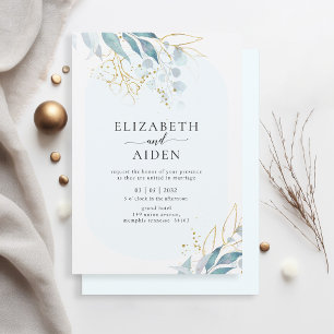 Blue Gold (Imitate) White Wedding Collection  Invitation
