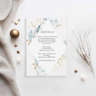 Blue Gold (Imitate) White Wedding Collection RSVP Card