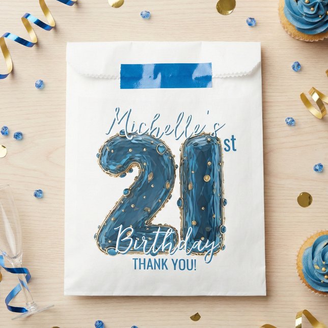 Blue Gold Jewel Agate Glam 21st Birthday Party Favour Bags (Creator Uploaded)