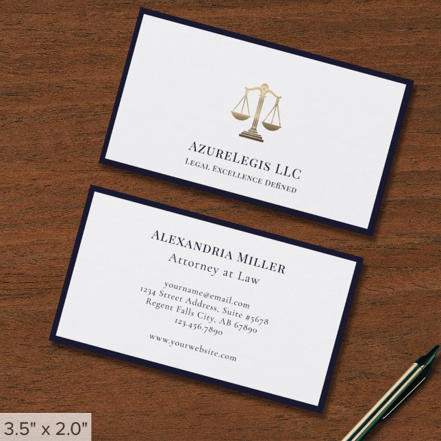 Blue Gold Justice Legal Business Card (Creator Uploaded)