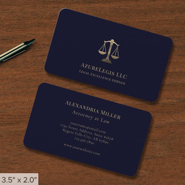 Blue Gold Justice Scales Business Card (Creator Uploaded)