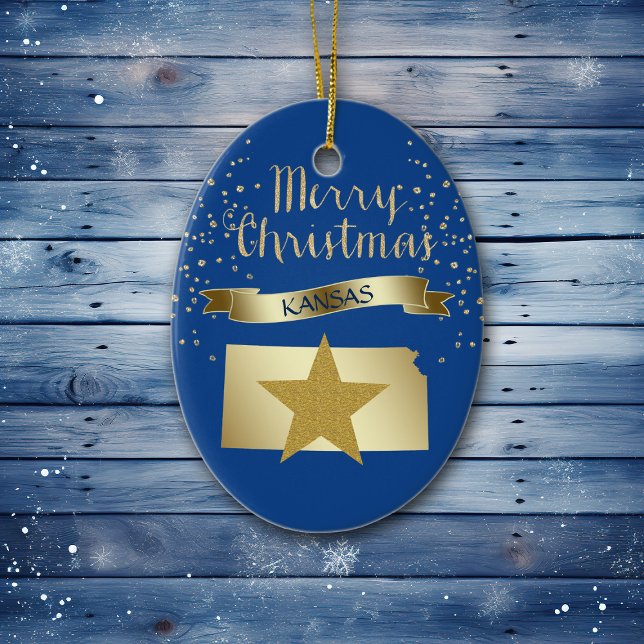 Blue Gold Kansas Star Ceramic Tree Decoration (Creator Uploaded)