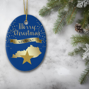 Blue Gold Kentucky Star Ceramic Tree Decoration