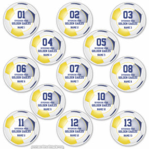 blue gold kids soccer team colours gifts 13 custom