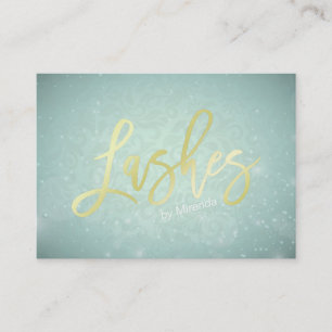 Blue Gold Lashes Script Makeup Appointment Card