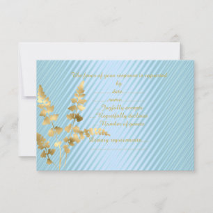 Blue gold leaf response card rsvp elegant modern