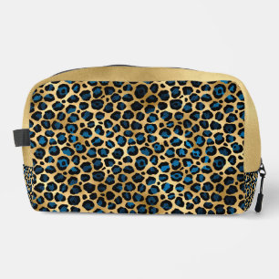 BLUE & GOLD LEOPARD PRINT PATTERNS DOPP KIT