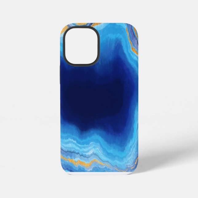  Blue Gold light blue Marble Art Pattern iPhone Case (Back)