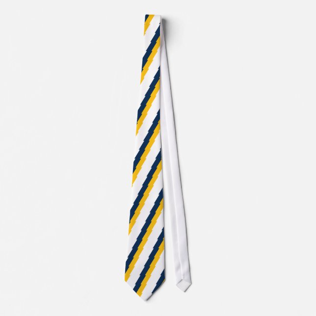 Blue & Gold Lightning Bolt Striped Tie (Front)