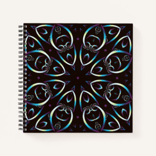 Blue Gold Lilac Glow Mandala Pattern Notebook
