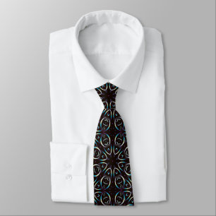 Blue Gold Lilac Glow Mandala Pattern Tie