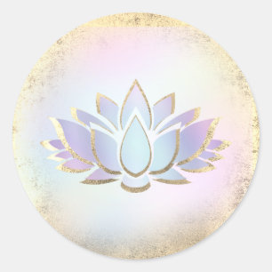 • blue gold lotus flower logo classic round stic sticker
