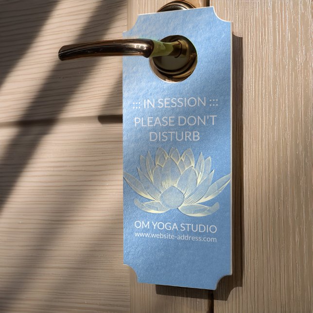 Blue Gold Lotus Yoga Studio Meditation Instructor Door Hanger (Creator Uploaded)