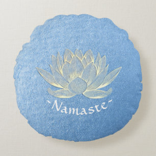 Blue Gold Lotus Yoga Studio Meditation Instructor Round Cushion