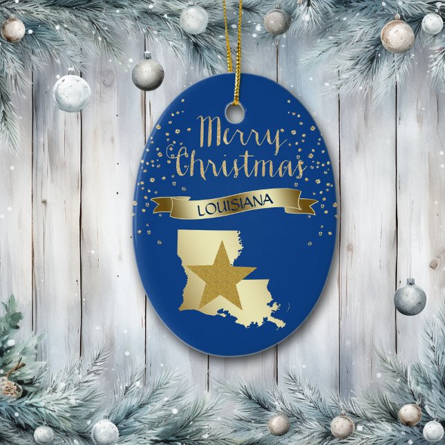 Blue Gold Louisiana Star Ceramic Tree Decoration (Creator Uploaded)