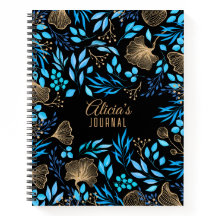 Blue Gold Luxury Floral Watercolor