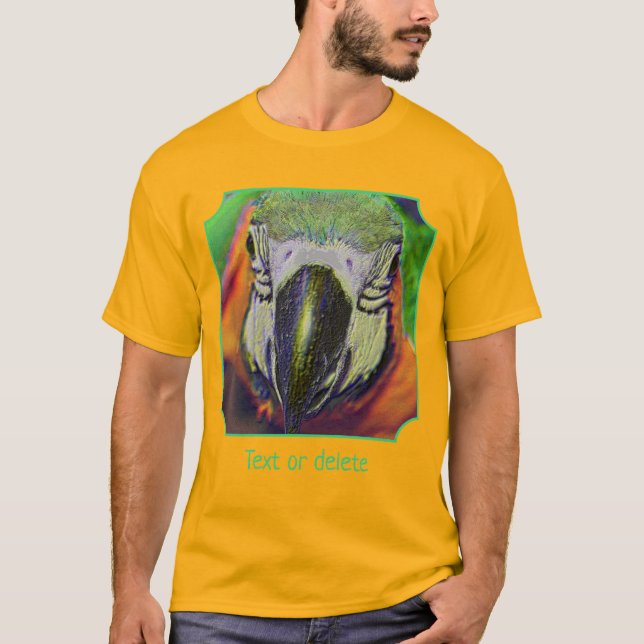 Blue Gold Macaw Face Parrot Art Personalized T-Shirt (Front)