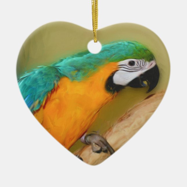Blue Gold Macaw Parrot Bird Ornament (Front)